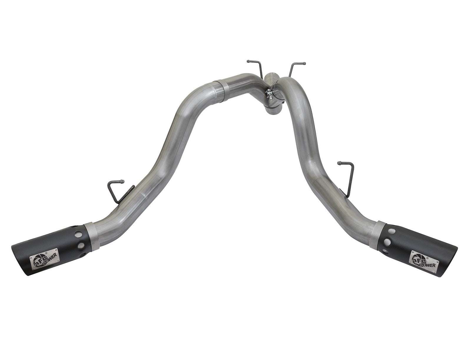 Large Bore-HD 4 Inch 409 Stainless Steel Dpf-Back Exhaust System w/Dual Black Tips GM Diesel Trucks 17-19 V8-6.6L (td) L5P aFe Power