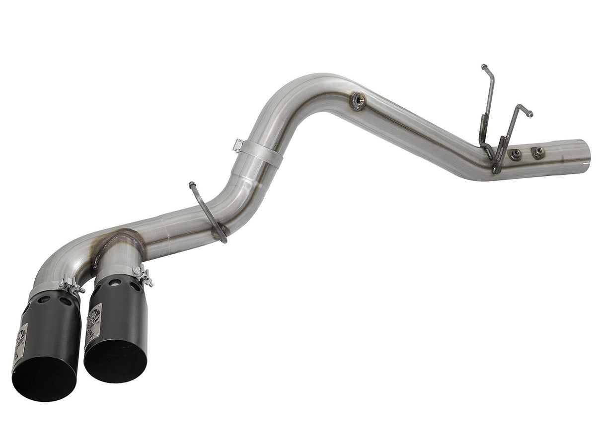 Rebel Xd Series 4 Inch 409 Stainless Steel Dpf-Back Exhaust w/Dual Black Tips GM Diesel Trucks 17-19 V8-6.6L (td) L5P aFe Power
