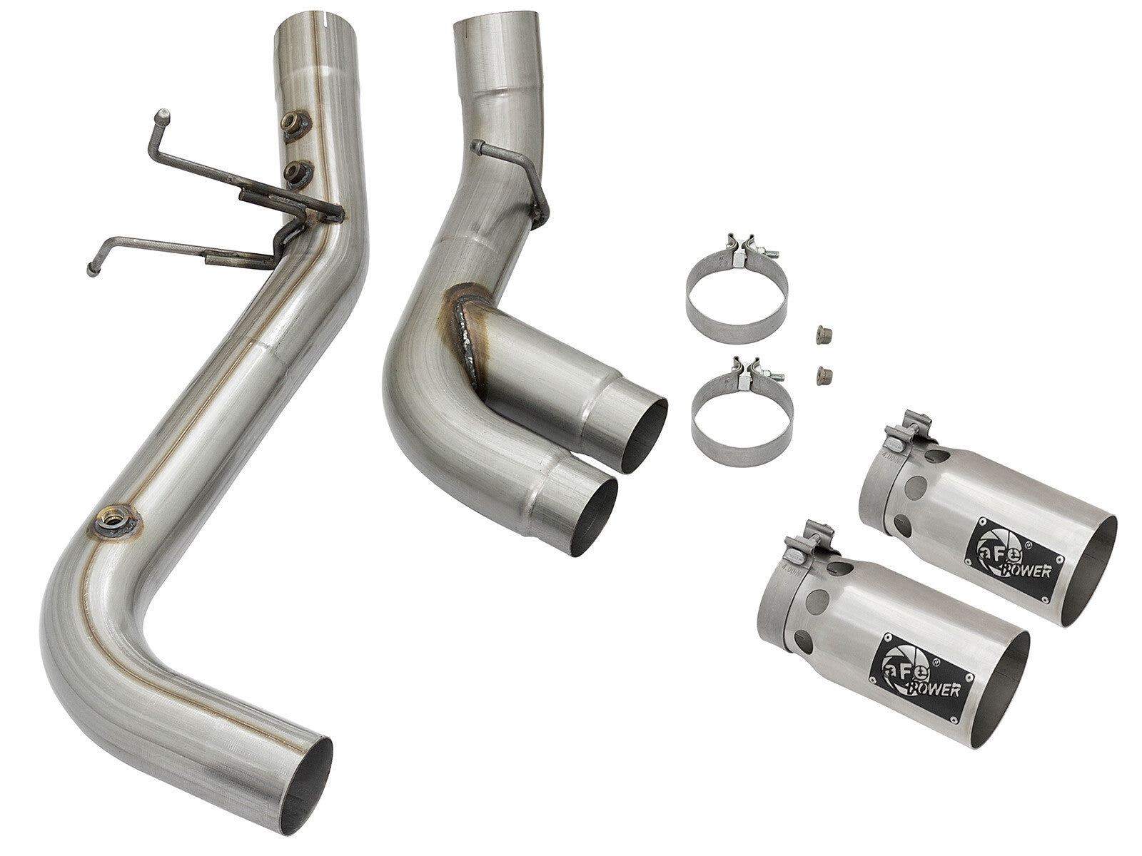 Rebel Xd Series 4 Inch 409 Stainless Steel Dpf-Back Exhaust w/Dual Tips GM Diesel Trucks 17-19 V8-6.6L (td) L5P aFe Power