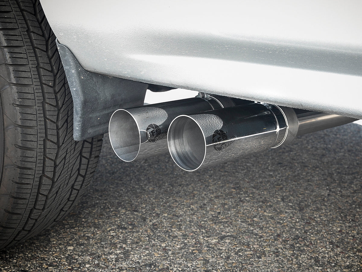 Rebel Series 3 Inch to 2-1/2 Inch 409 Stainless Steel Cat-Back Exhaust w/ Polish Tip Silverado/Sierra 1500 09-18 Crew Cab/Long Bed V6-4.3/V8-4.8/5.3L aFe Power