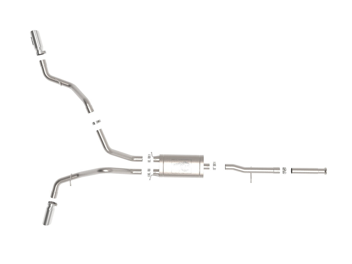 Apollo GT Series 3 Inch Cat-Back Exhaust System w/ Dual Rear-Side Exit Polish Tips GM Trucks 09-18 V6-4.3L/V8-4.8/5.3L aFe Power