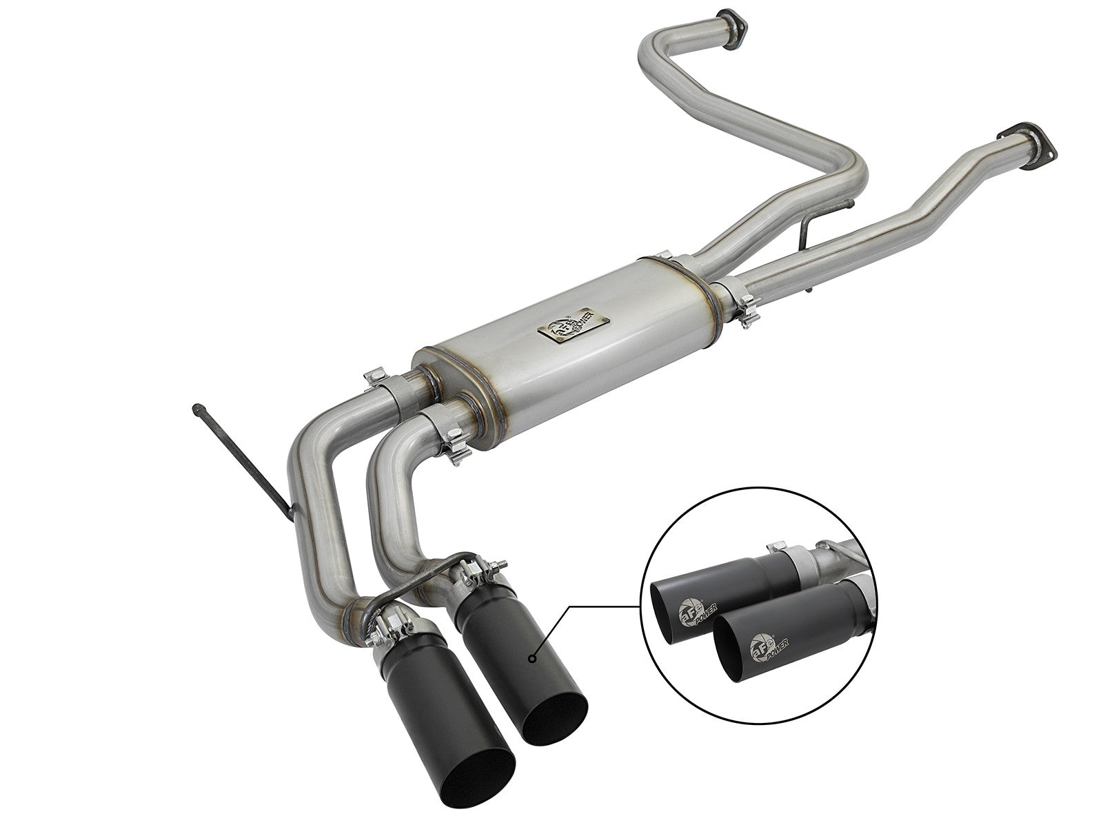 Rebel Series 3 Inch 409 Stainless Steel Cat-Back Exhaust System w/Black Tips Nissan Titan 04-15 V8-5.6L aFe Power