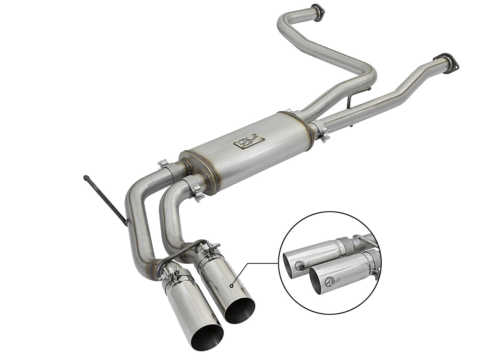 Rebel Series 3 Inch 409 Stainless Steel Cat-Back Exhaust System w/Polished Tip Nissan Titan 04-15 V8-5.6L aFe Power