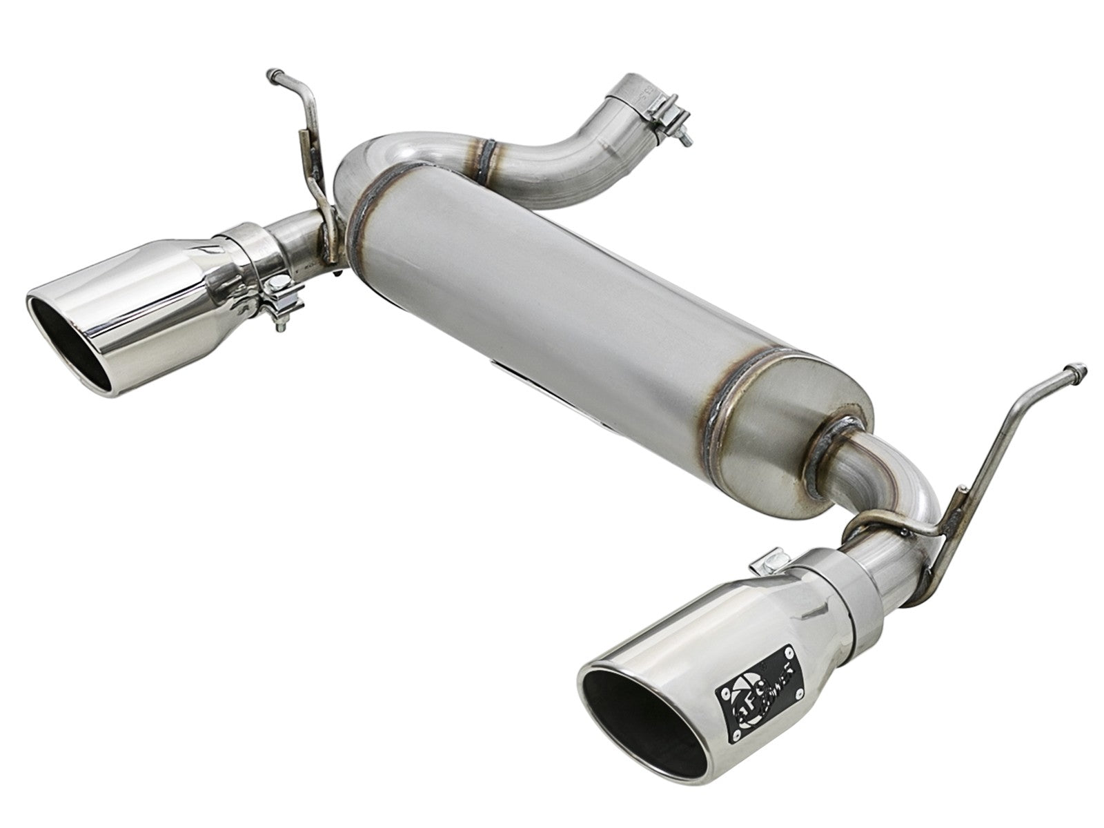 Rebel Series 2-1/2 Inch 409 Stainless Steel Axle-Back Exhaust w/ Polished Tips Jeep Wrangler (JK) 07-18 V6-3.6L/3.8L aFe Power