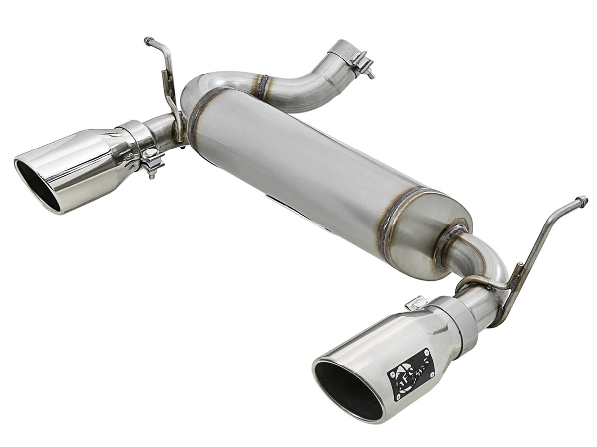 Rebel Series 2-1/2 Inch 409 Stainless Steel Axle-Back Exhaust w/ Polished Tips Jeep Wrangler (JK) 07-18 V6-3.6L/3.8L aFe Power