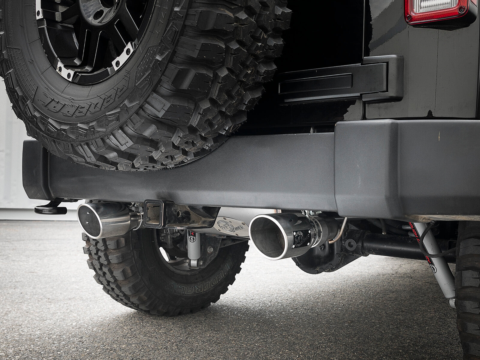 Rebel Series 2-1/2 Inch 409 Stainless Steel Axle-Back Exhaust w/ Polished Tips Jeep Wrangler (JK) 07-18 V6-3.6L/3.8L aFe Power