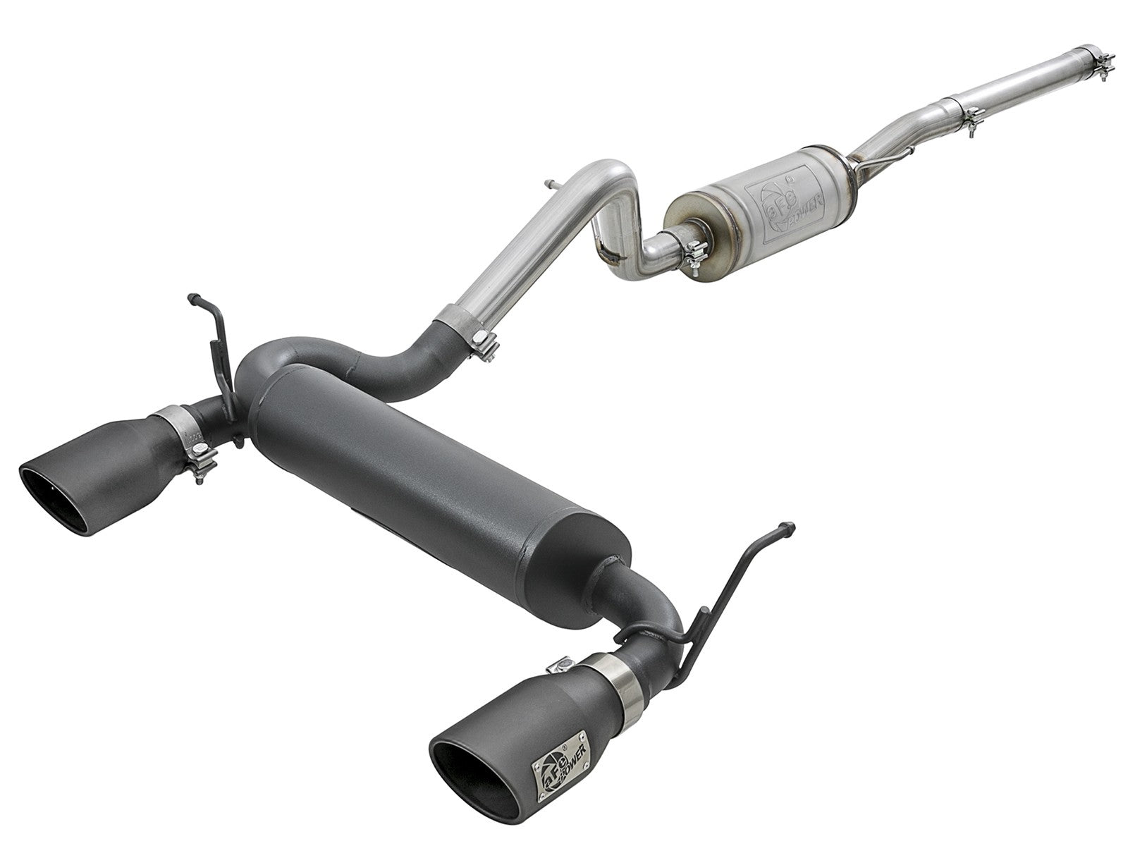 Rebel Series 2-1/2 Inch 409 Stainless Steel Cat-Back Exhaust System w/ Black Tips Jeep Wrangler (JK) 07-18 V6-3.6L/3.8L aFe Power