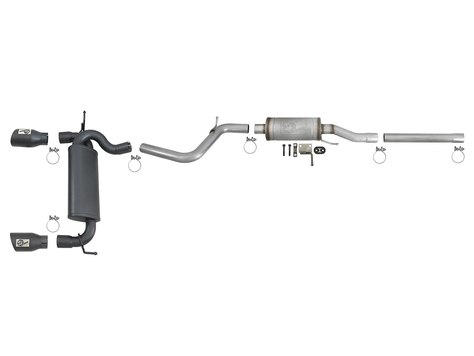 Rebel Series 2-1/2 Inch 409 Stainless Steel Cat-Back Exhaust System w/ Black Tips Jeep Wrangler (JK) 07-18 V6-3.6L/3.8L aFe Power