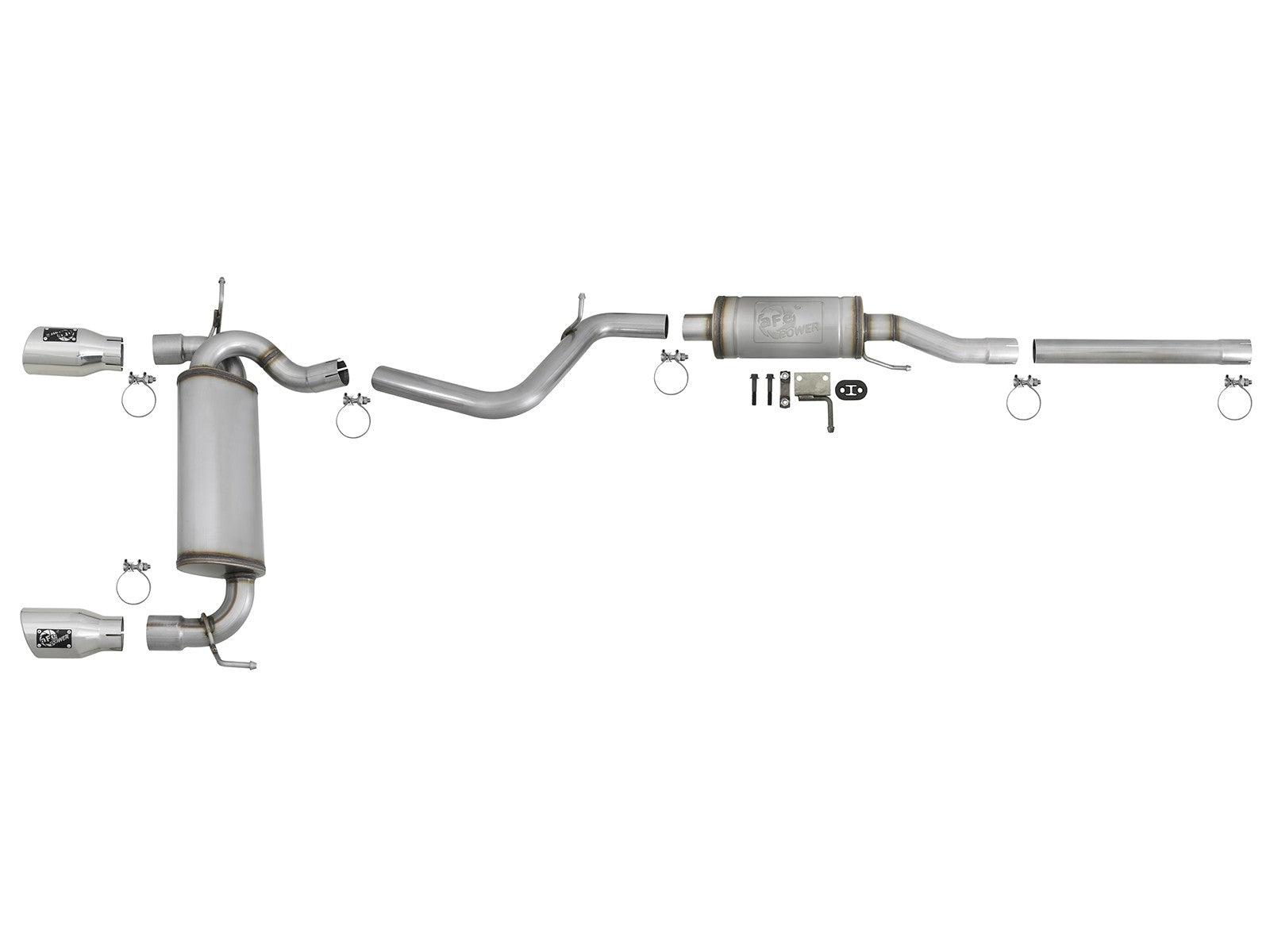 Rebel Series 2-1/2 Inch 409 Stainless Steel Cat-Back Exhaust w/ Polished Tips Jeep Wrangler (JK) 07-18 V6-3.6L/3.8L aFe Power