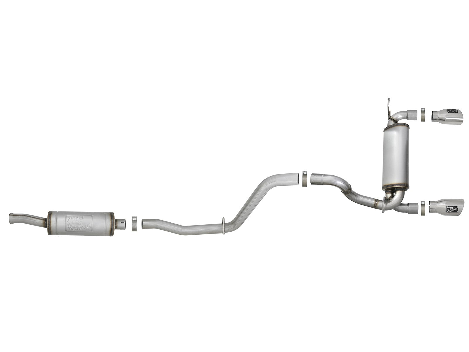 Rebel Series 2-1/2 Inch 409 Stainless Steel Cat-Back Exhaust w/ Polished Tips Jeep Wrangler (Jl) 18-26 V6-3.6L aFe Power