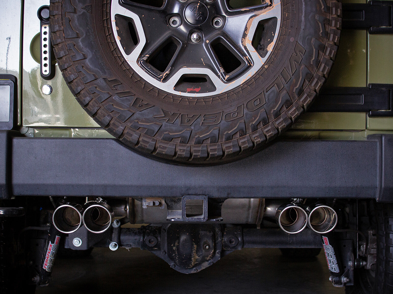 Rebel Series 2-1/2 Inch 409 Stainless Steel Axle-Back Exhaust System Polished Jeep Wrangler (JK) 07-18 V6-3.6/3.8L aFe Power