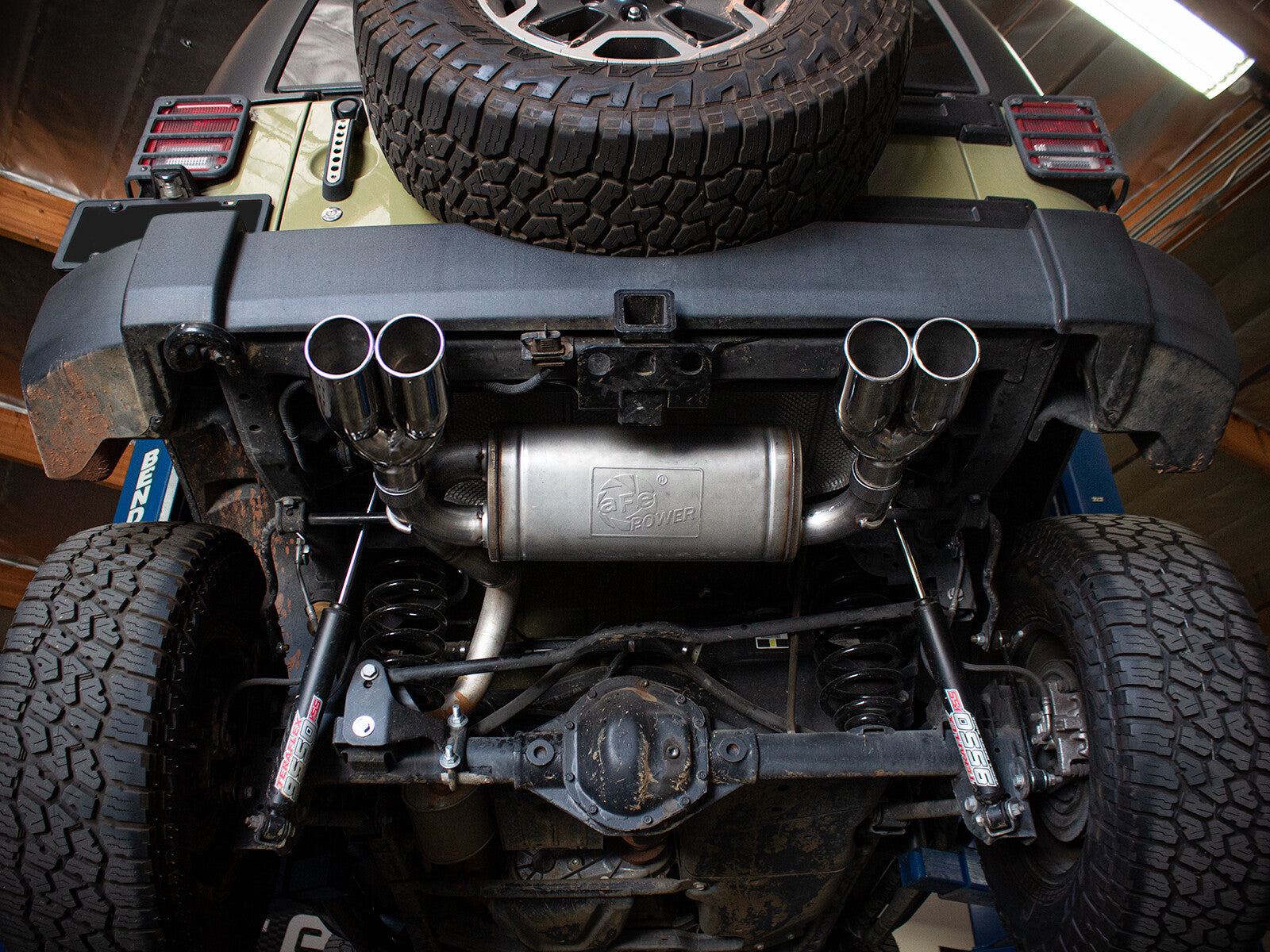 Rebel Series 2-1/2 Inch 409 Stainless Steel Axle-Back Exhaust System Polished Jeep Wrangler (JK) 07-18 V6-3.6/3.8L aFe Power