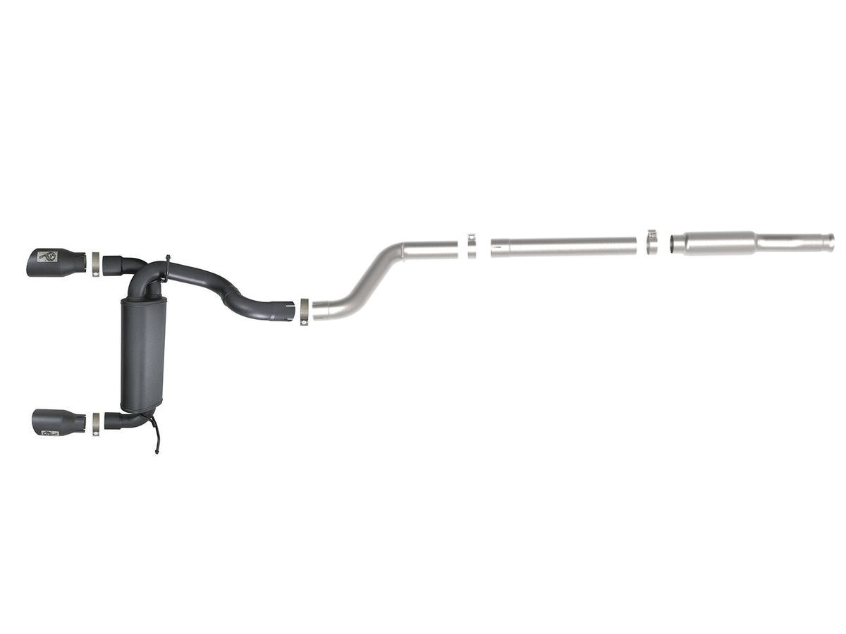 Rebel Series 3 Inch to 2-1/2 Inch 409 Stainless Steel Cat-Back Exhaust w/ Black Tip Jeep Wrangler (Jl) 18-26 L4-2.0L (t) aFe Power