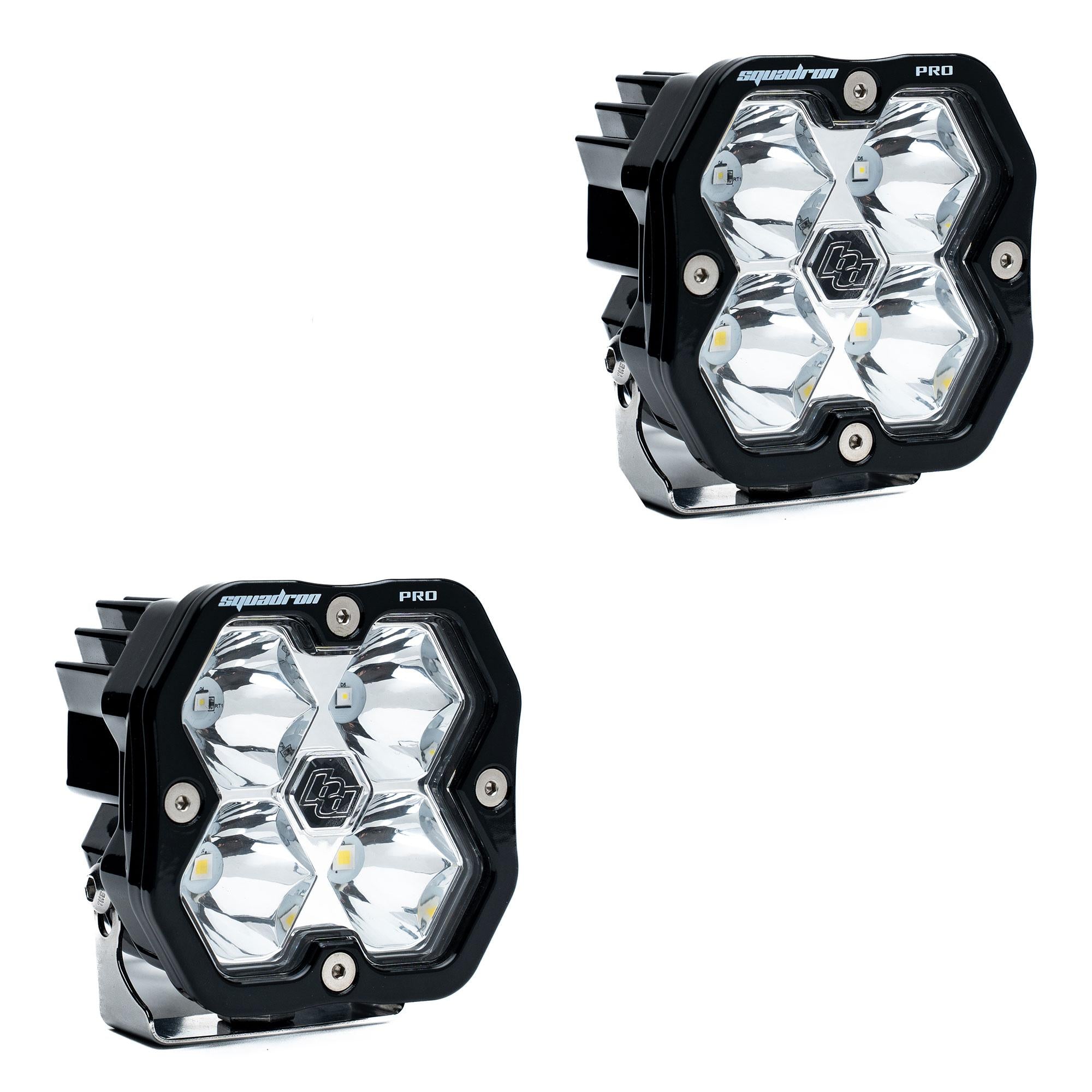 Squadron 2.0 Pro Black LED Auxiliary Light Pod Pair (No Harness) Universal Clear Baja Designs