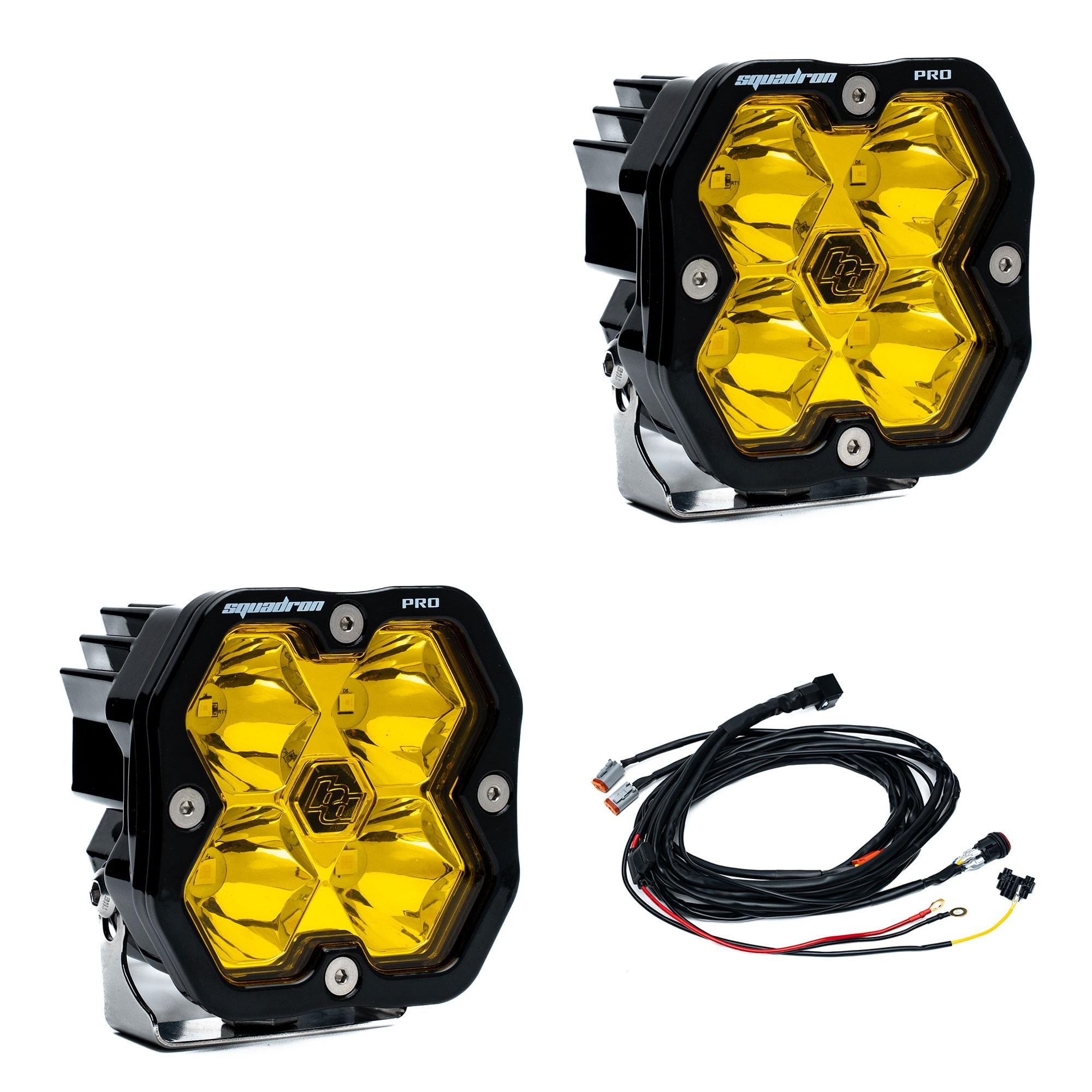 Squadron 2.0 Pro Black LED Auxiliary Light Pod Pair Universal Baja Amber Baja Designs
