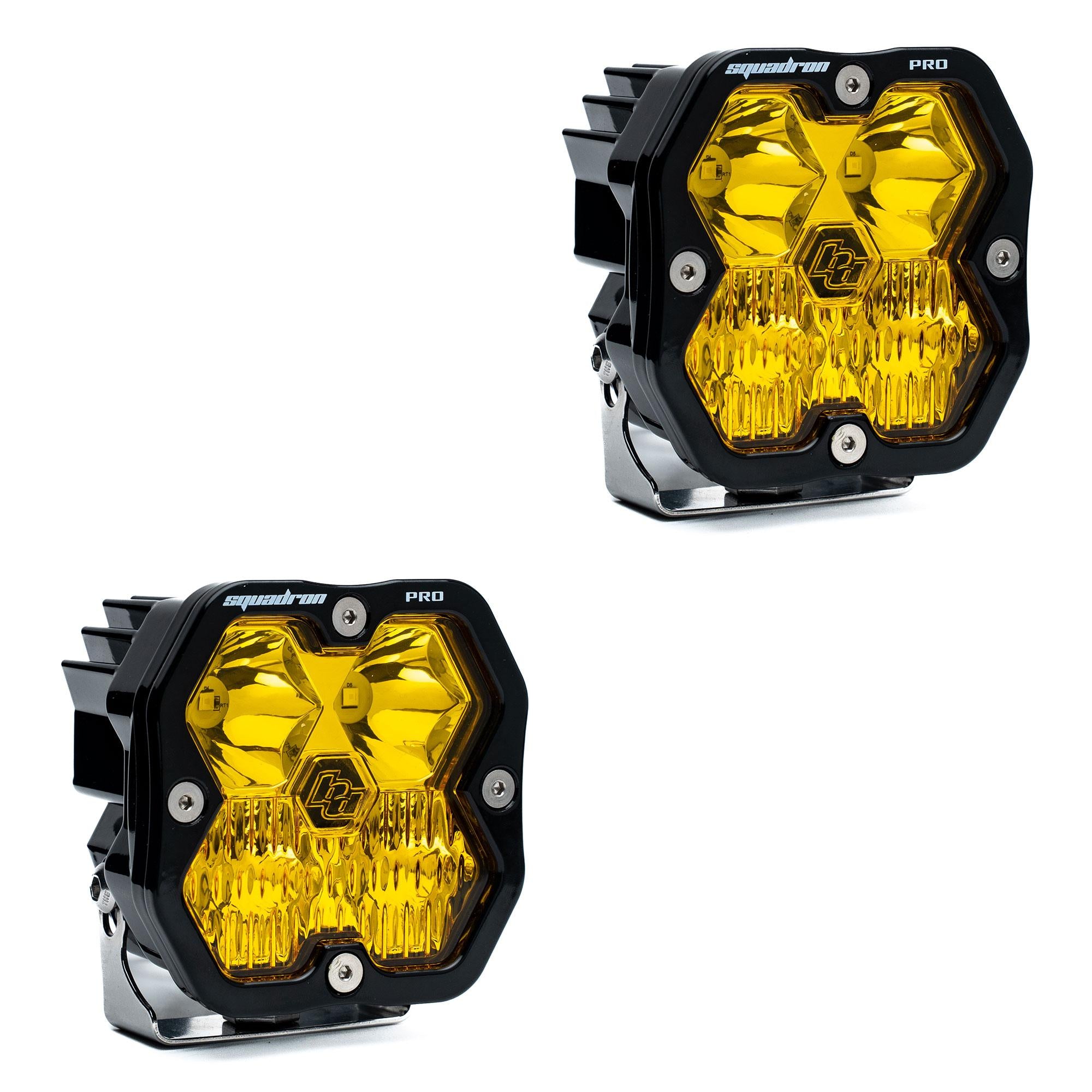Squadron 2.0 Pro Black LED Auxiliary Light Pod Pair (No Harness) Universal Baja Amber Baja Designs