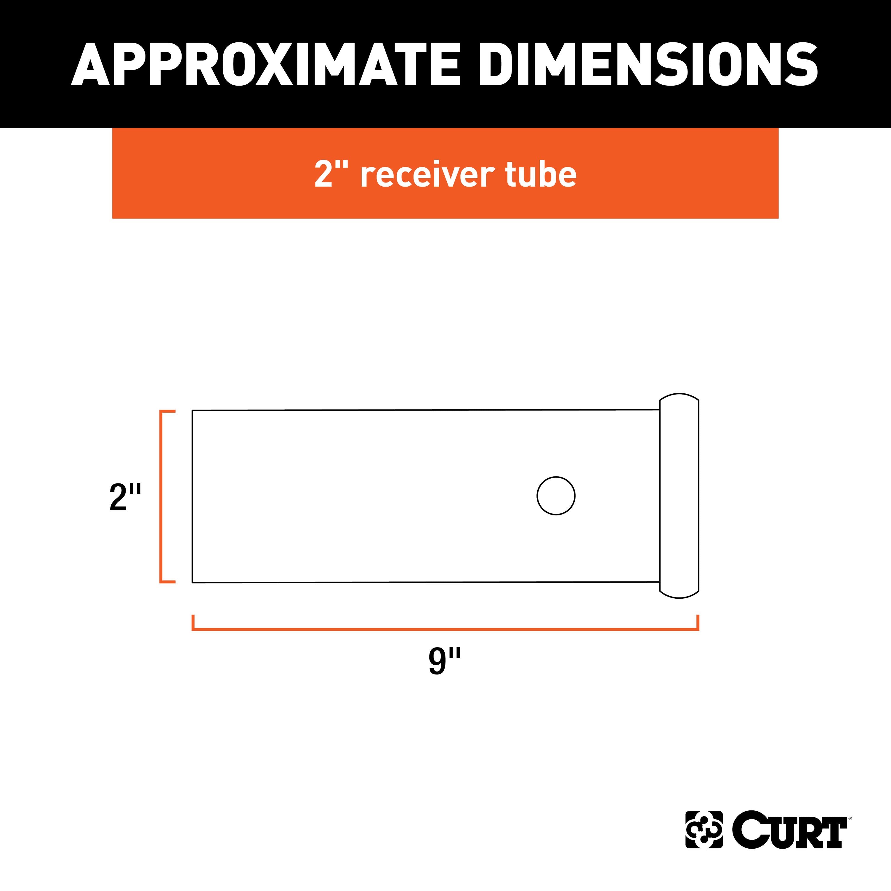 CURT 2-Inch x 9-Inch Weld-On Raw Steel Trailer Hitch Receiver Tube Model 49090