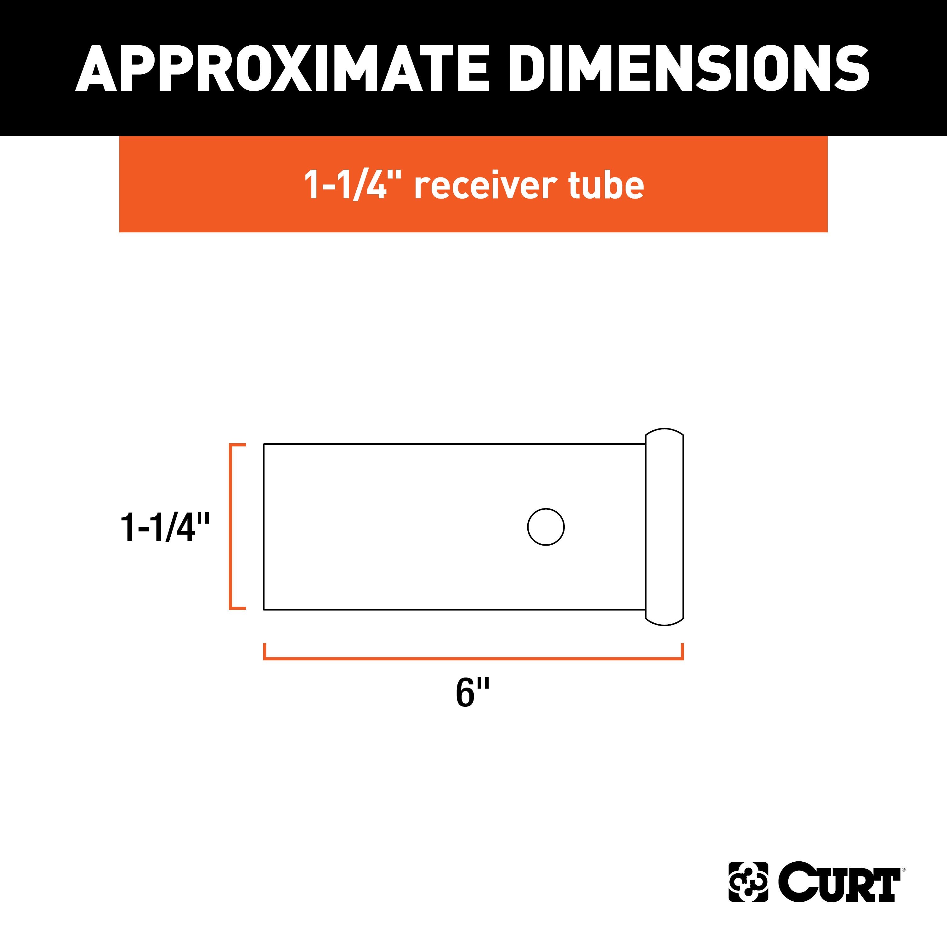 CURT 1-1/4-Inch x 6-Inch Weld-On Raw Steel Trailer Hitch Receiver Tube Model 49506