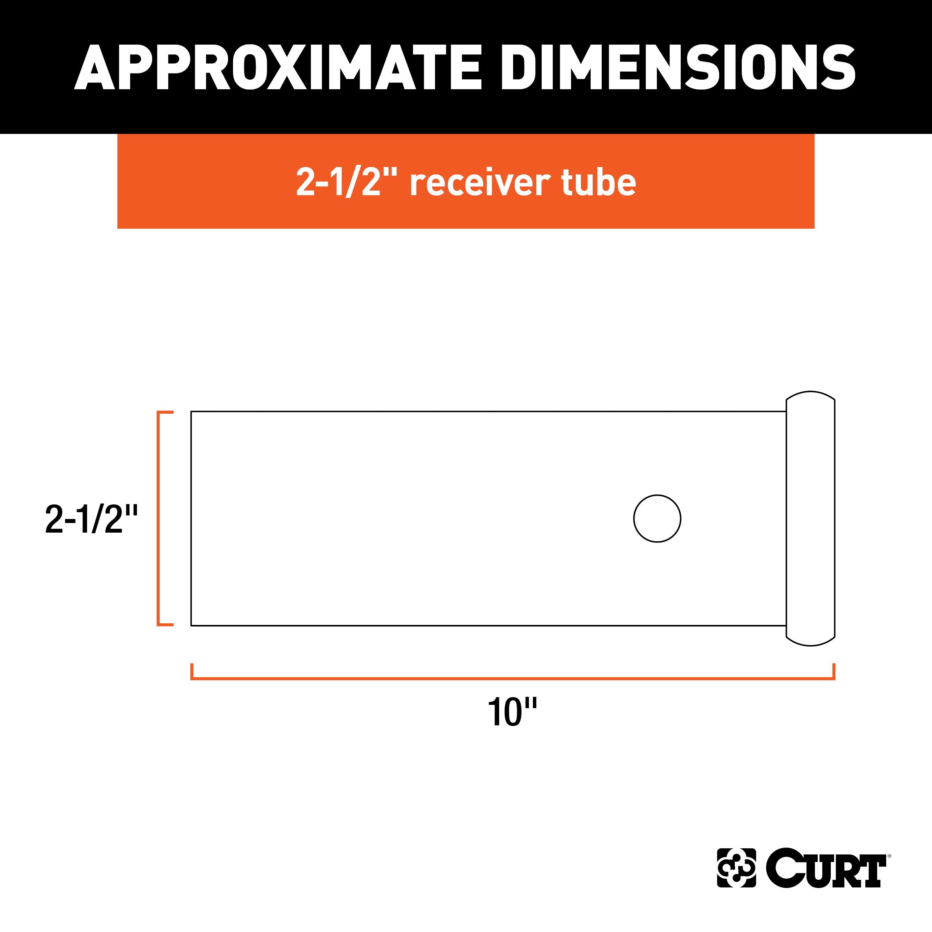 CURT 2-1/2-Inch x 10-Inch Weld-On Raw Steel Trailer Hitch Receiver Tube Model 49510