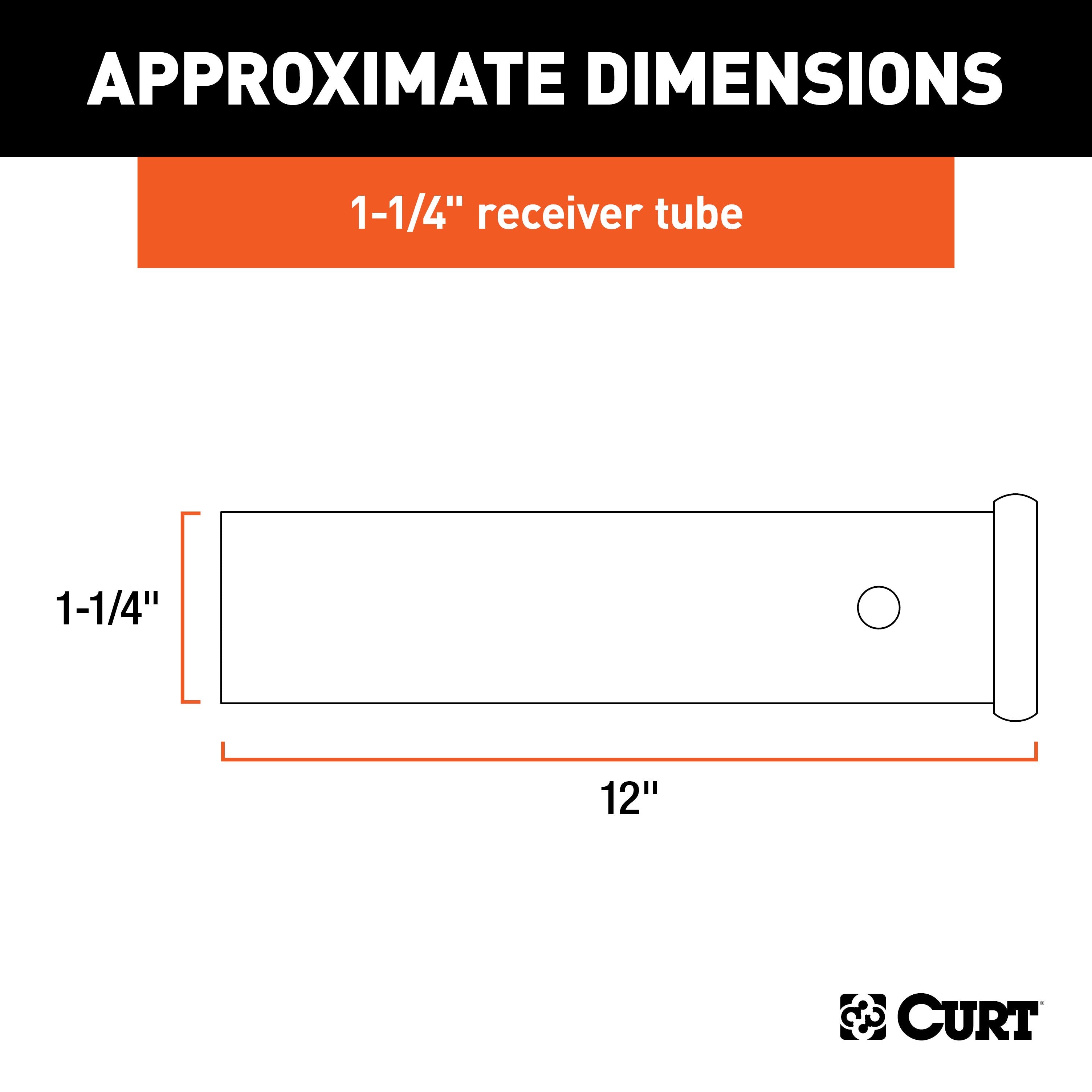 CURT 1-1/4-Inch x 12-Inch Weld-On Raw Steel Trailer Hitch Receiver Tube Model 49512