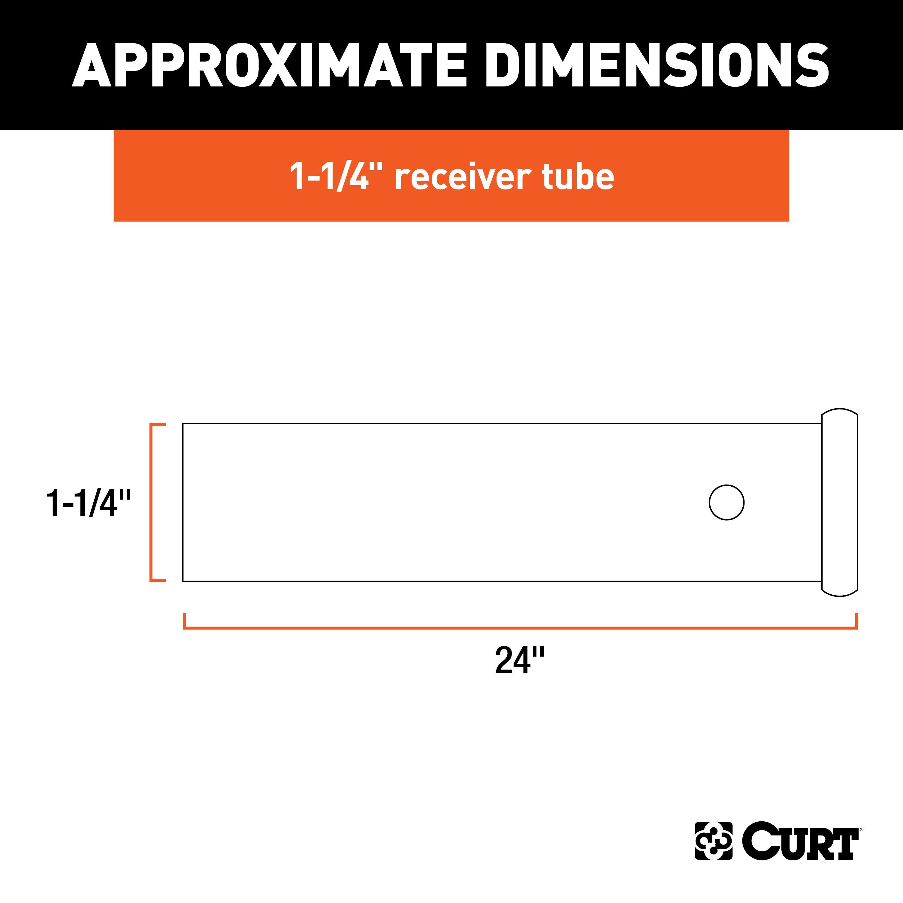 CURT 1-1/4-Inch x 24-Inch Weld-On Raw Steel Trailer Hitch Receiver Tube Model 49524