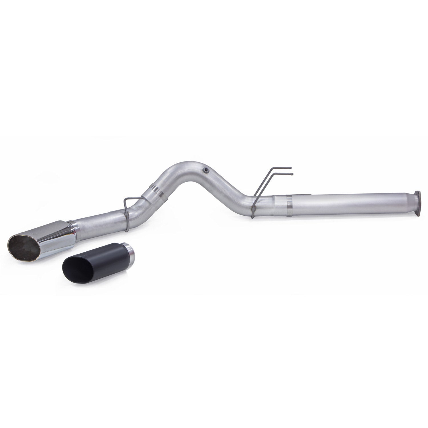 BANKS Monster Exhaust System for 2017-2025 Ford F250/F350/F450 6.7L Power Stroke with chrome and Cerakote black tips.
