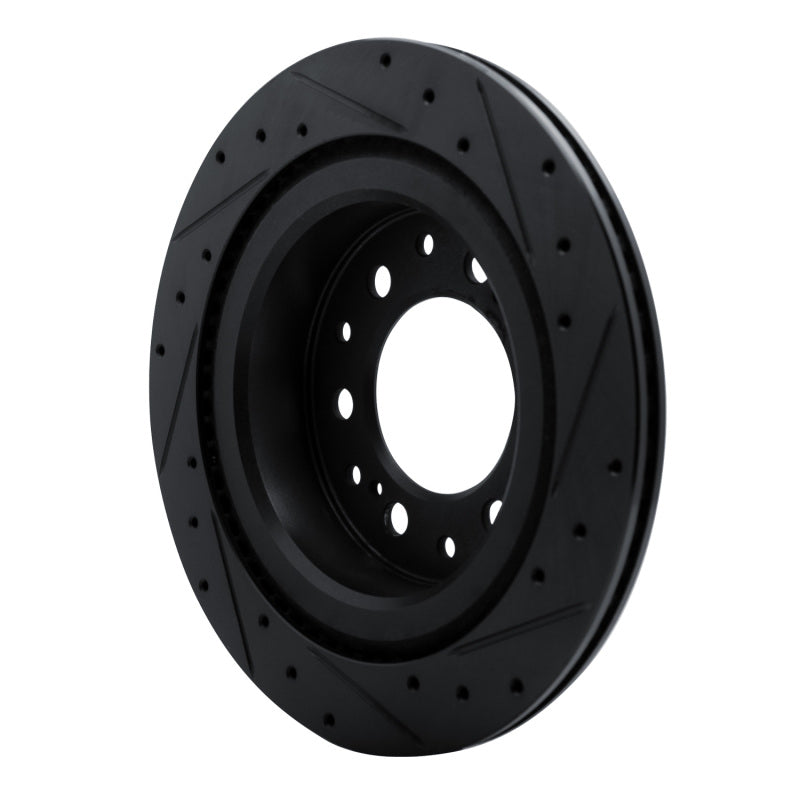 R1 2022-2025 Lexus GX550 Rear Left Drilled & Slotted Black Brake Rotor
