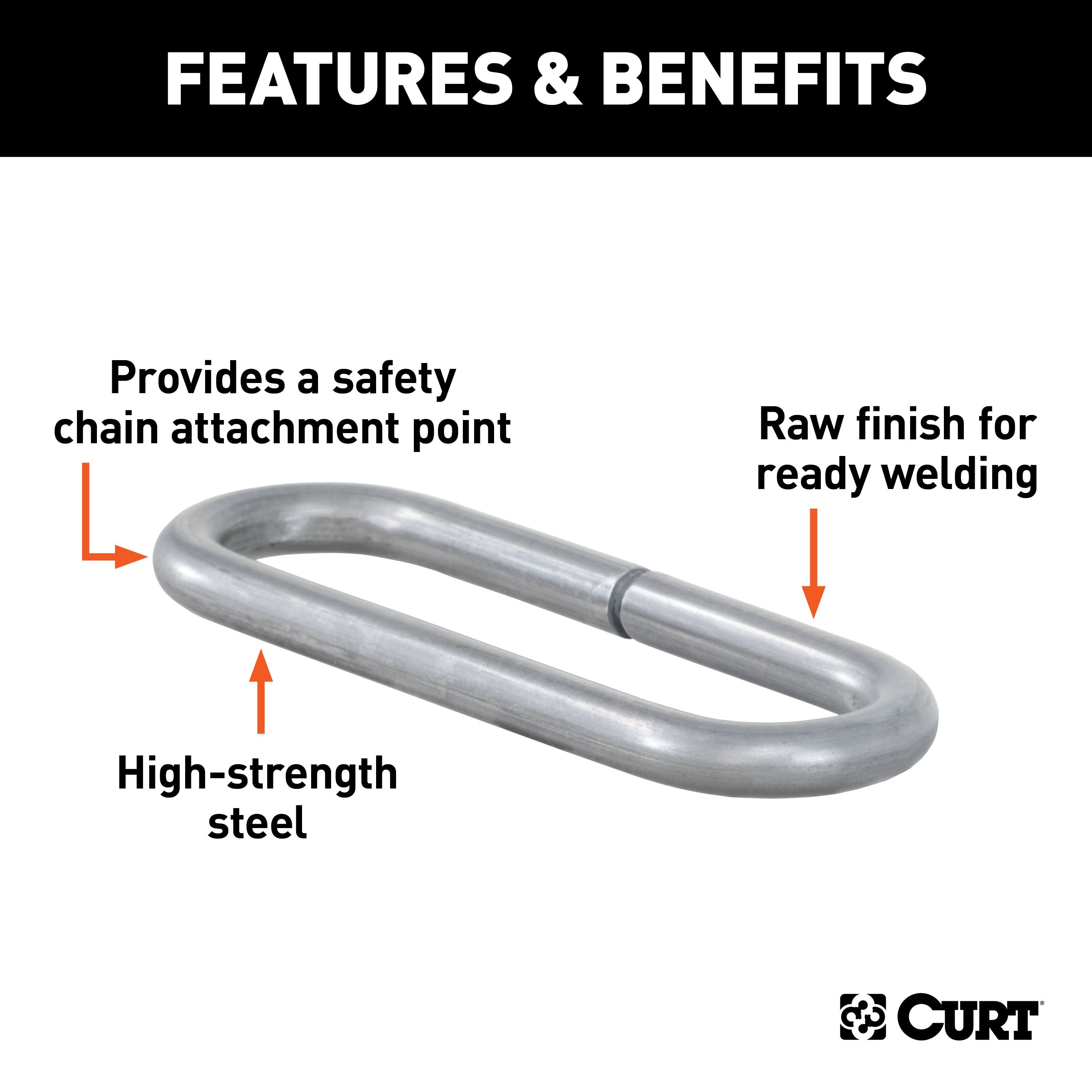 CURT Weld-On Raw Steel Safety Chain Loop, 10,000 lbs Model 49950