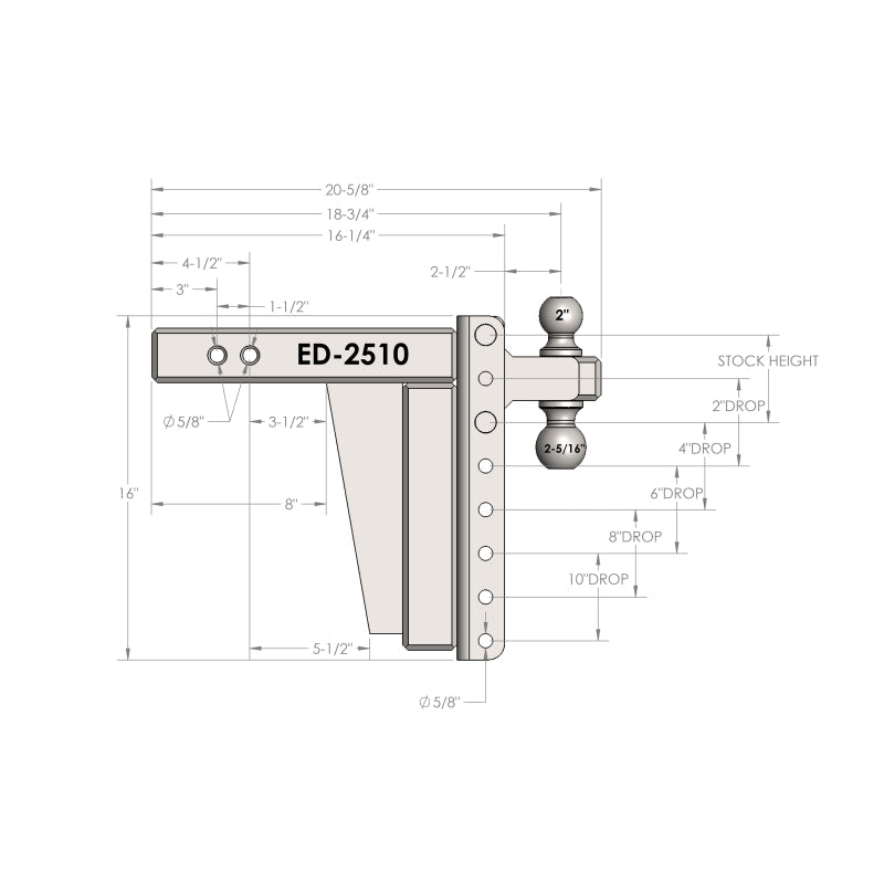 BulletProof Hitches 2.5" Extreme Duty 10" Drop/Rise Hitch Model ED2510