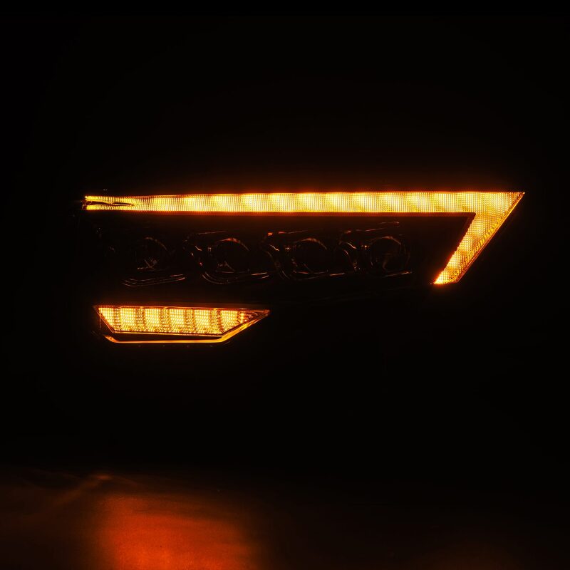 AlphaRex NOVA LED projector headlights for 2014-2022 Toyota 4Runner featuring sequential signals and daytime running lights.