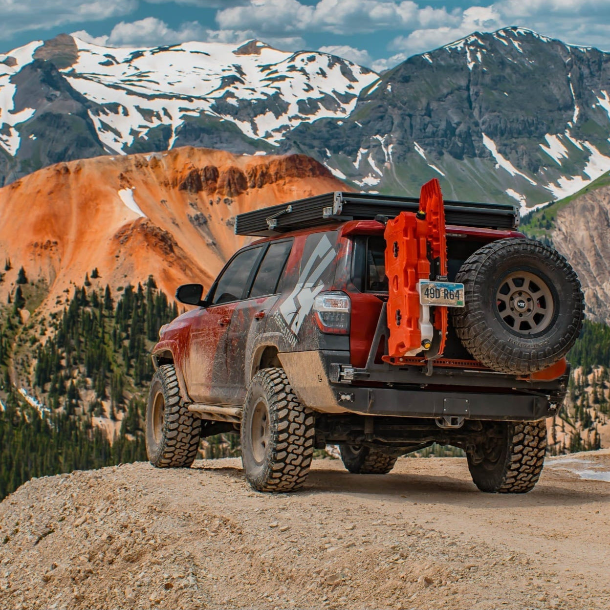 4Runner Overland Series rear bumper for 5th Gen models, showcasing rugged design against a mountain backdrop.