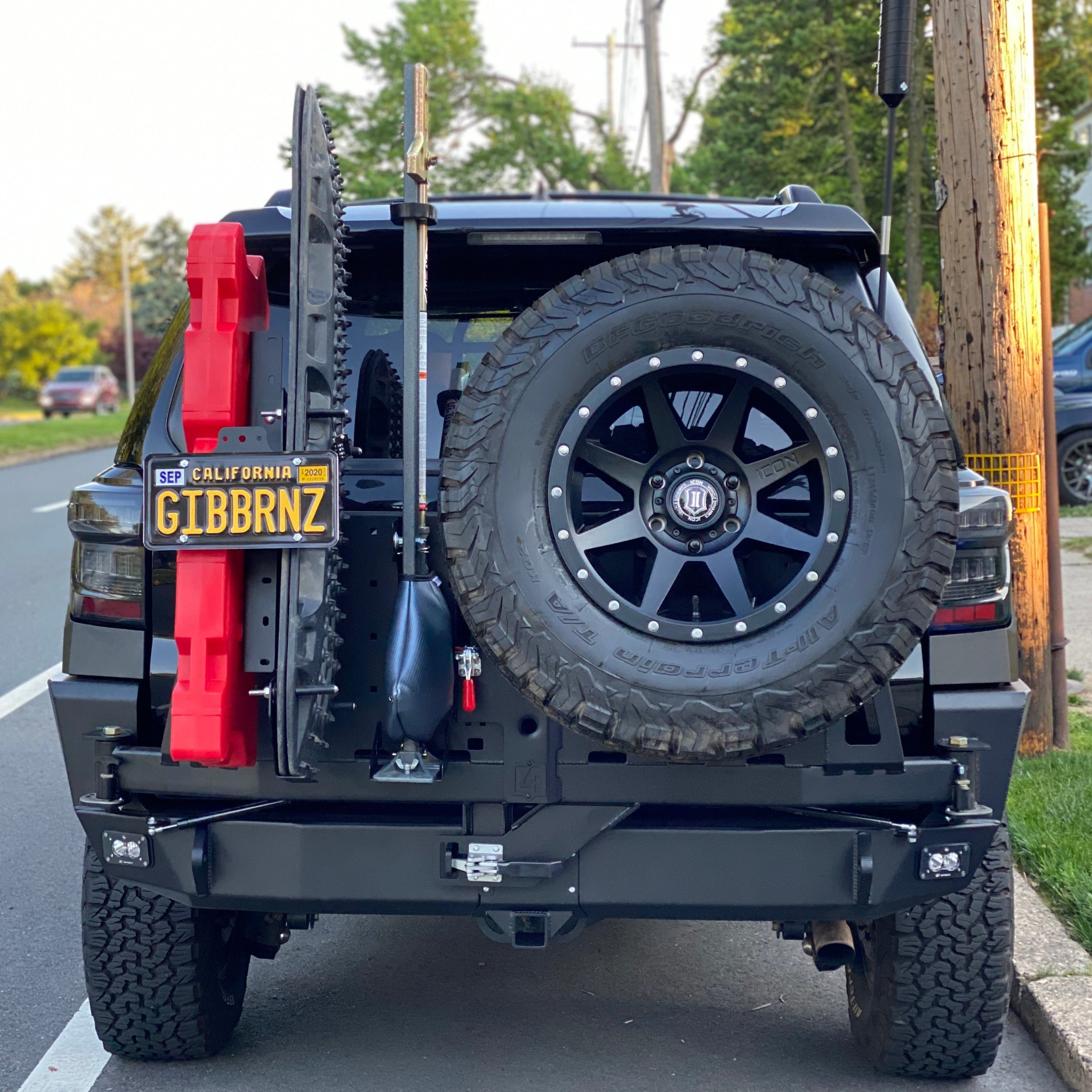 4Runner Overland Series rear bumper for 2010-2024 models, featuring a spare tire mount and rugged design for offroad use.