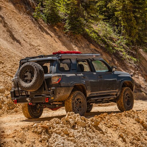 4Runner Overland Series rear bumper for 5th Gen models, designed for offroad durability and enhanced functionality.
