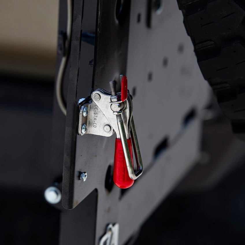 Detail of the 4Runner Overland Series rear bumper latch mechanism, designed for 2010-2024 models, showcasing durability and functionality.