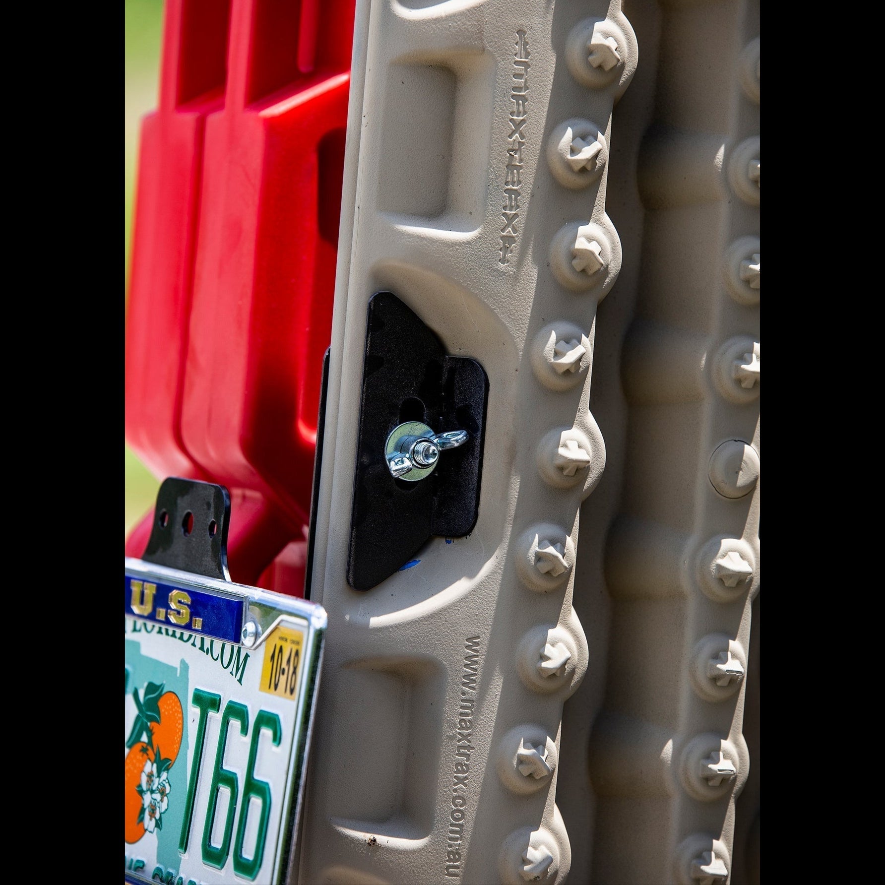 4Runner Overland Series rear bumper detail showing mounting hardware and textured surface for enhanced durability.
