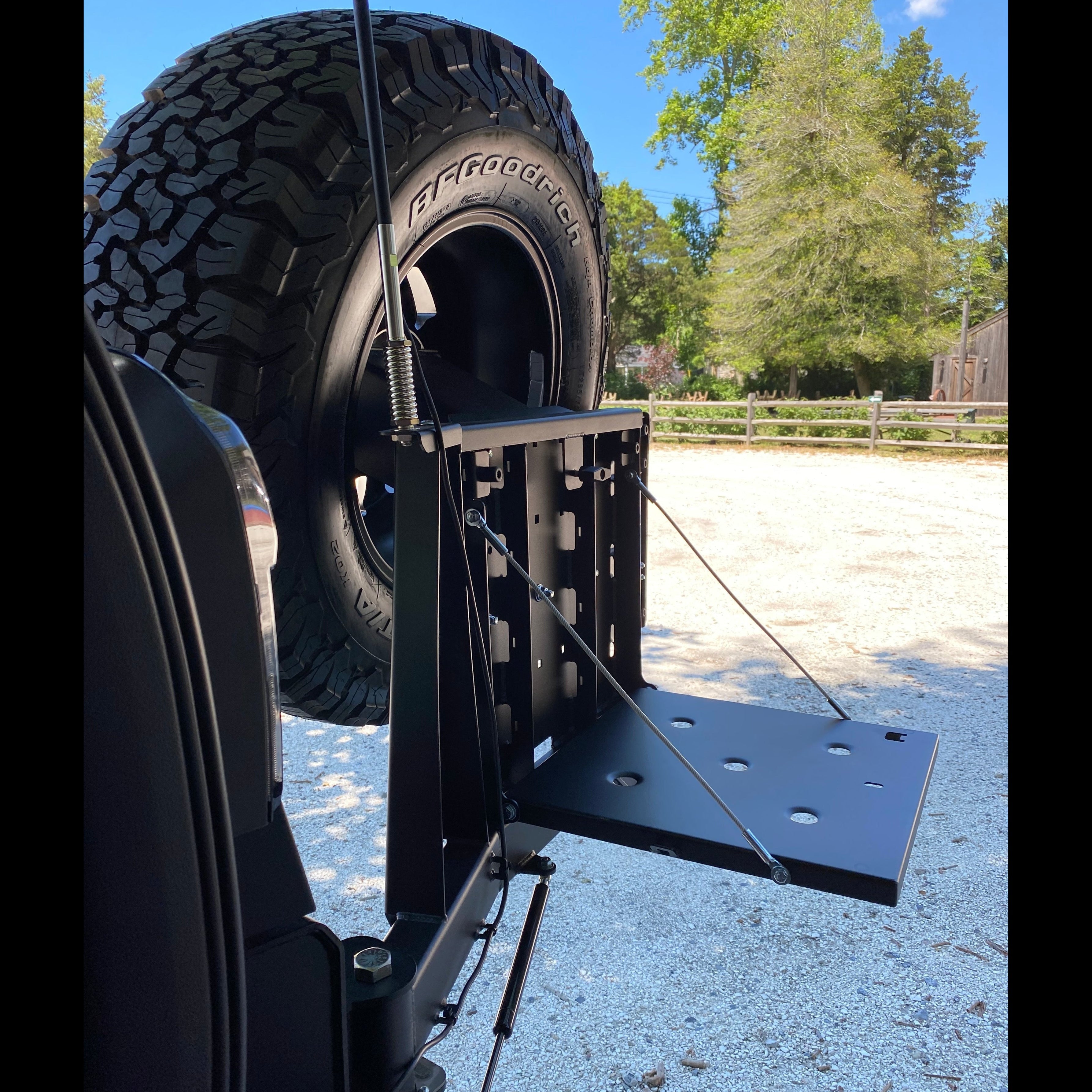 4Runner Overland Series rear bumper for 5th Gen models, featuring a tire carrier and sturdy mounting system.