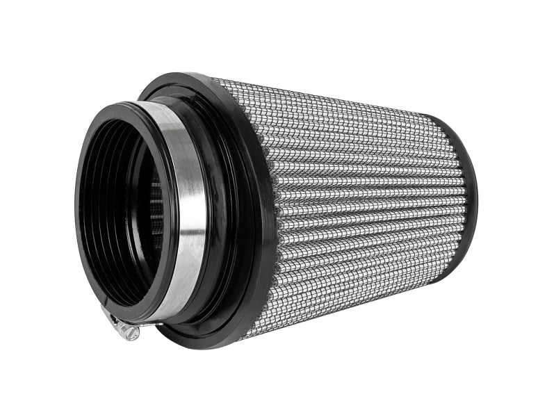 afe Magnum FORCE replacement air filter designed for improved airflow and performance, featuring a cylindrical shape with a mesh exterior.