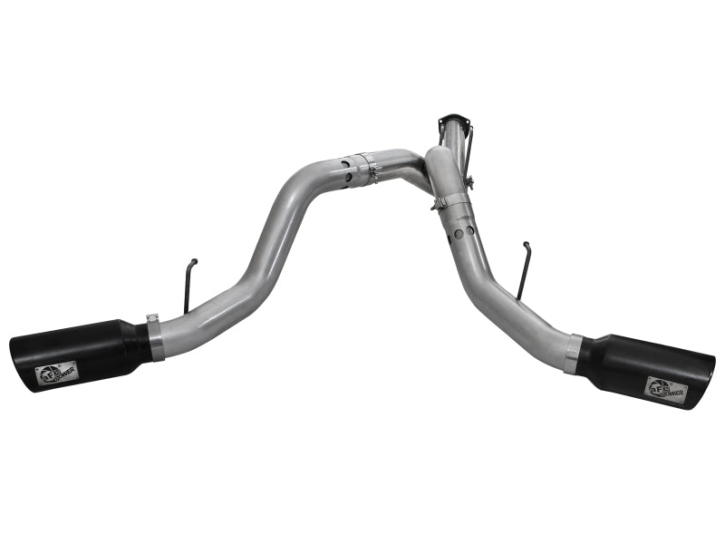 Large Bore-HD DPF-Back exhaust system for Ford diesel trucks, designed for 2011-2014 V8 6.7L engines, featuring dual tips.