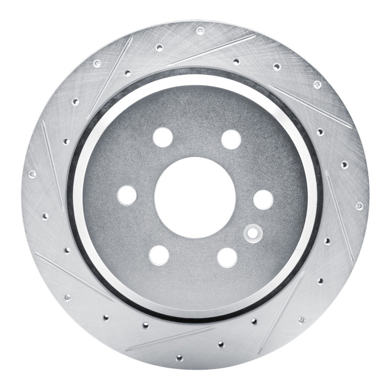 R1 21-22 Chevrolet Colorado Rear Left Drilled & Slotted Silver Brake Rotor