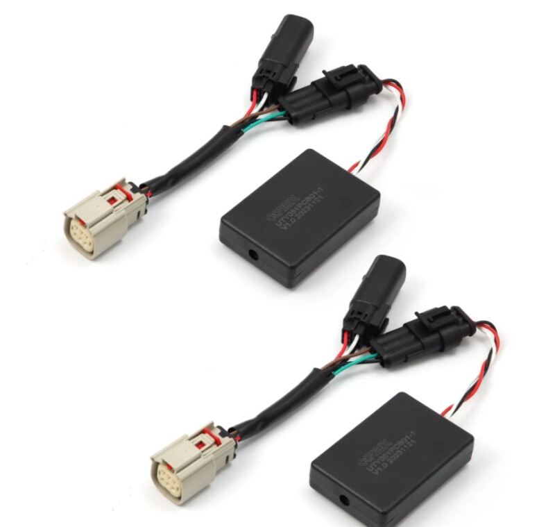 AlphaRex tail light converters for upgrading stock LED tail lights to LUXX-Series, featuring durable connectors and wiring.