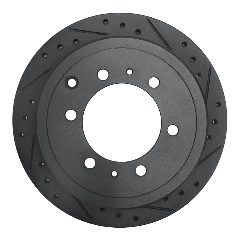 R1 93-97 Lexus LX450 Rear Right Drilled & Slotted Black Brake Rotor