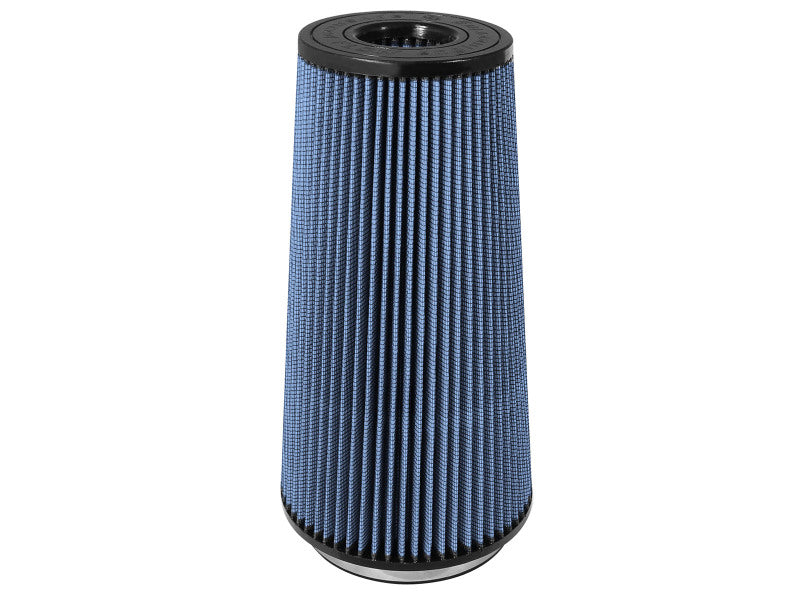 Afe Magnum FLOW universal air filter with a blue pleated design, measuring 6 inches in diameter and 14 inches tall.
