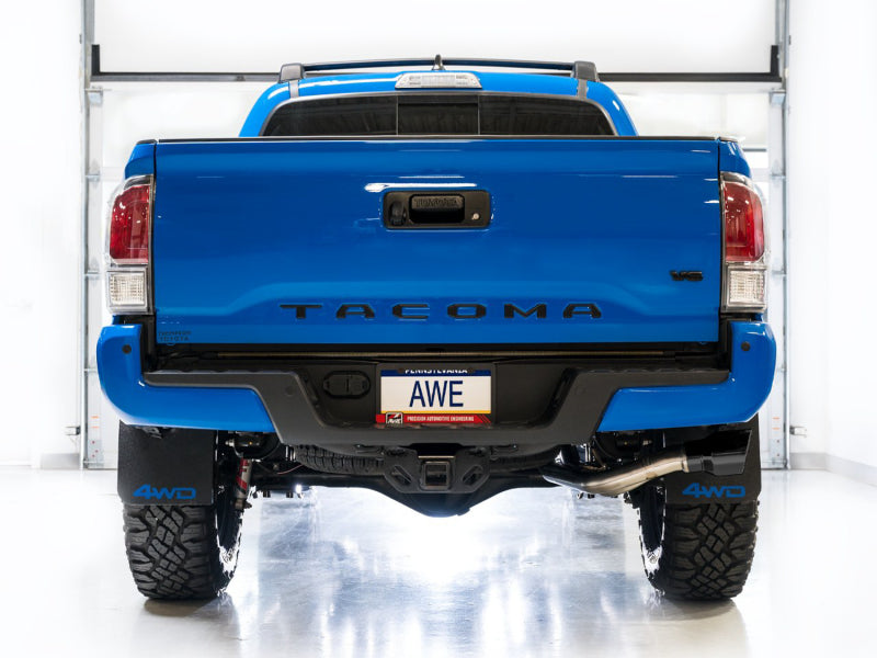 AWE Tuning 16-22 Toyota Tacoma 0FG Cat-Back Exhaust w/ BashGuard - Dual Diamond Black Tips