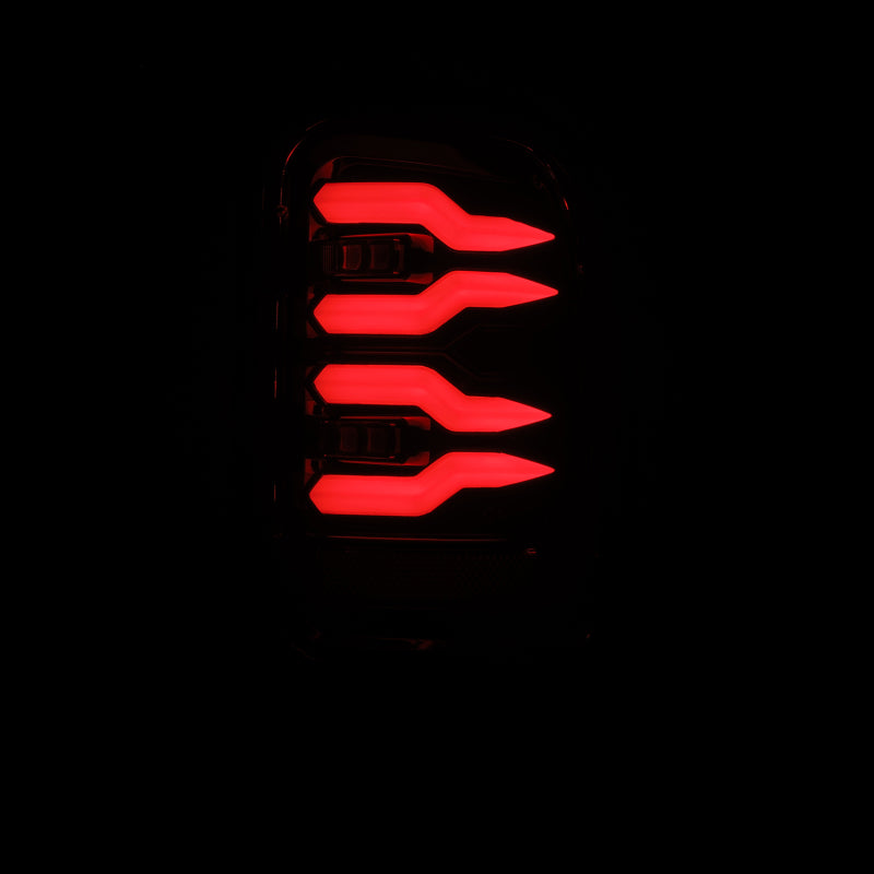 AlphaRex LUXX-Series LED tail lights for 94-01 Dodge Ram 1500/2500/3500 in alpha-black with a sleek red design.