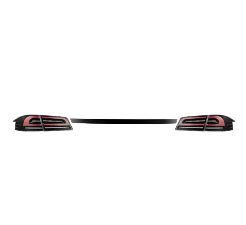 AlphaRex LUXX-Series LED tail lights for 12-21 Tesla Model S in black and red, featuring a sleek design for enhanced visibility.