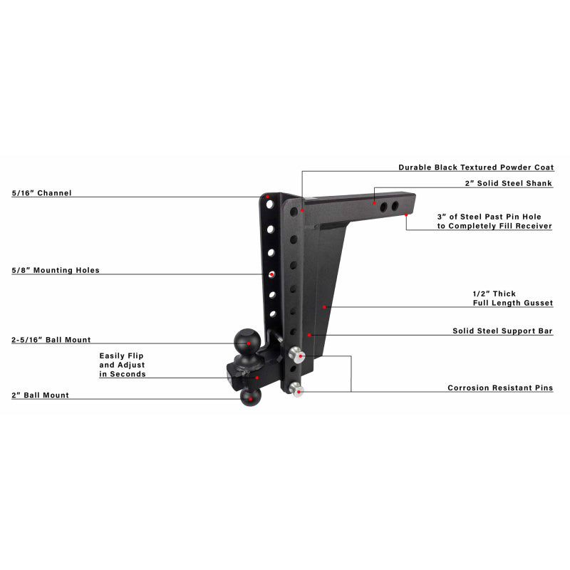 BulletProof Hitches 2.0" Extreme Duty 12" Drop/Rise Hitch Model ED2012