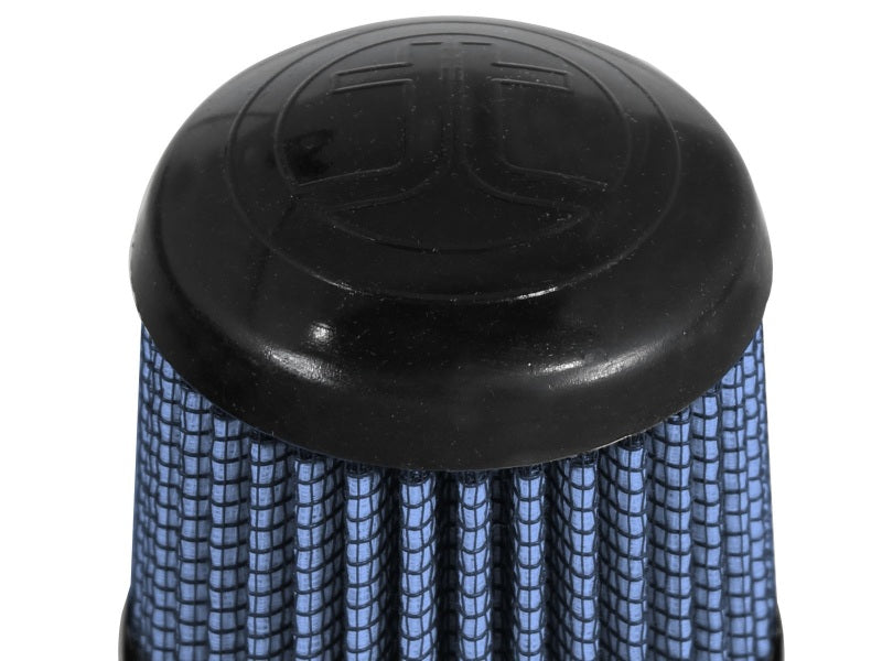 afe Takeda Intake Replacement Air Filter with a black top and blue mesh design, measuring 2 IN F x 3 IN B x 2-3/4 IN T x 3-1/2 IN H.