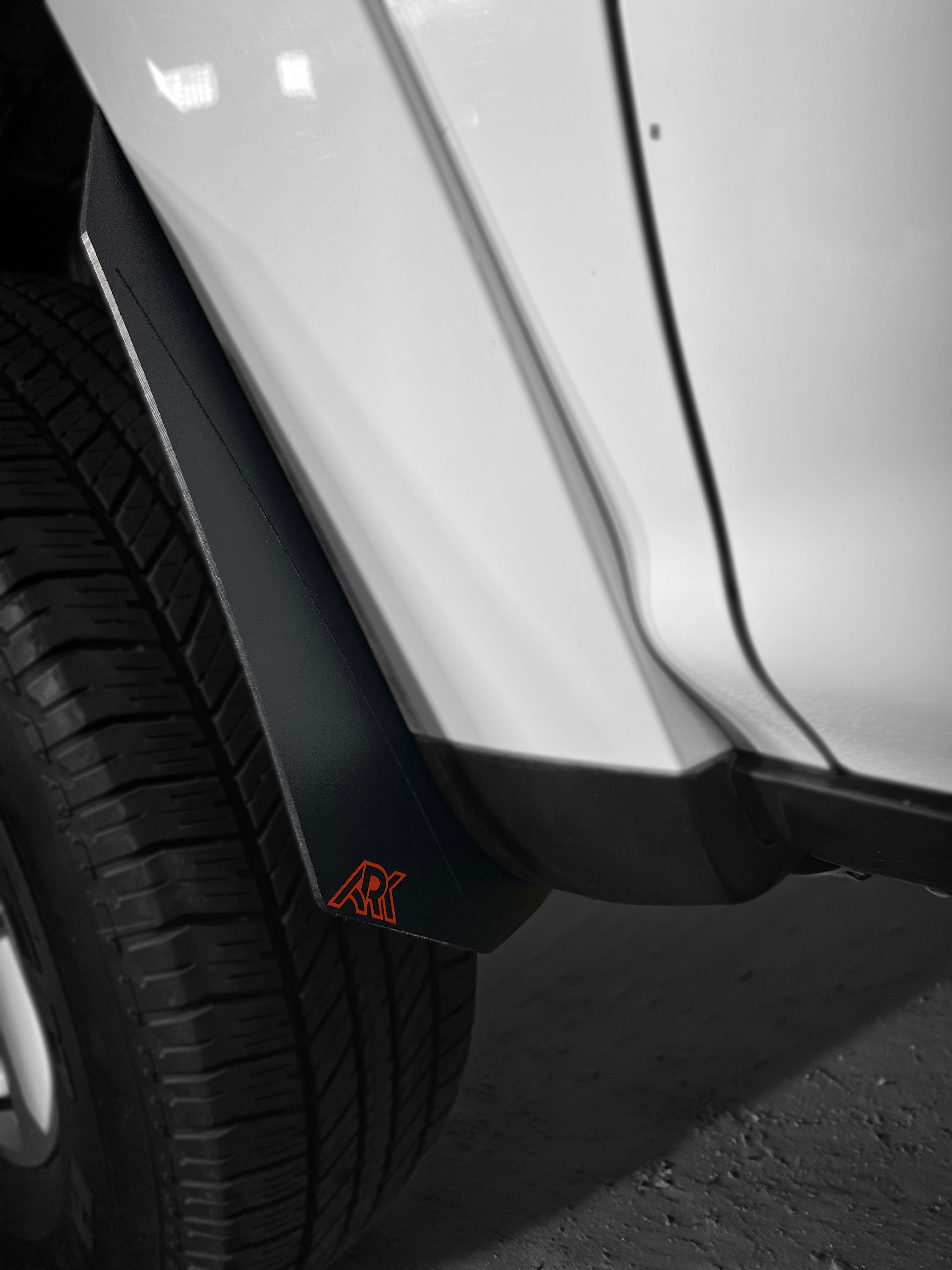 2010-2024 Toyota 4Runner Micro Flare Mud Flap Deletes installed on a vehicle, showcasing sleek design and fit.