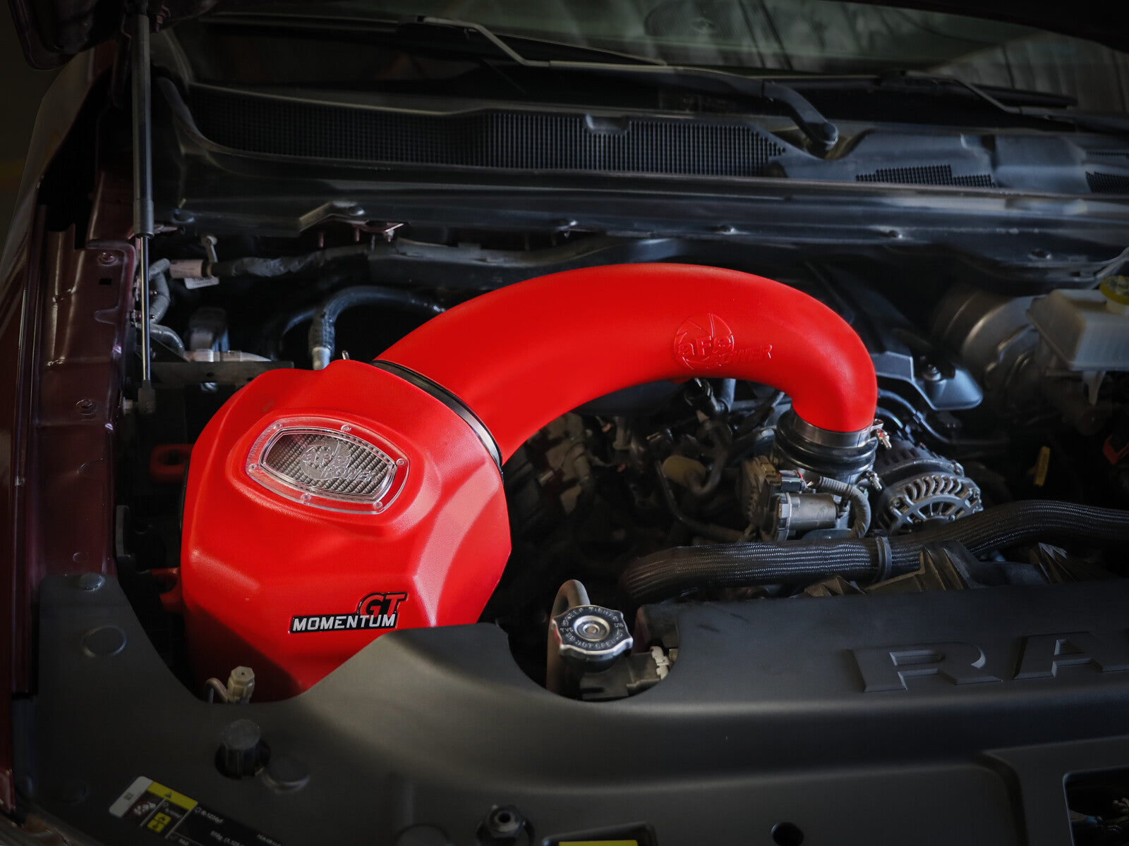Momentum GT Cold Air Intake System Red w/ Pro Dry S Filter Ram 1500 (Dt) 19-26 V8-5.7L Hemi aFe Power