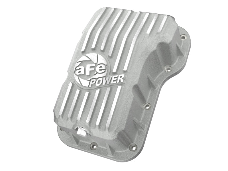 aFe POWER transmission pan for Jeep Wrangler JL 2018-2025, designed for L4-2.0L engines, featuring a durable aluminum construction.